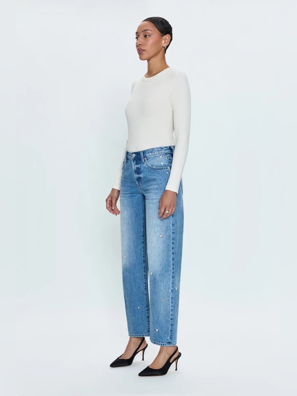 PISTOLA LEXI MID RISE BOWED STRAIGHT JEAN - CONFETTI VINTAGE - Picture 5 of 15